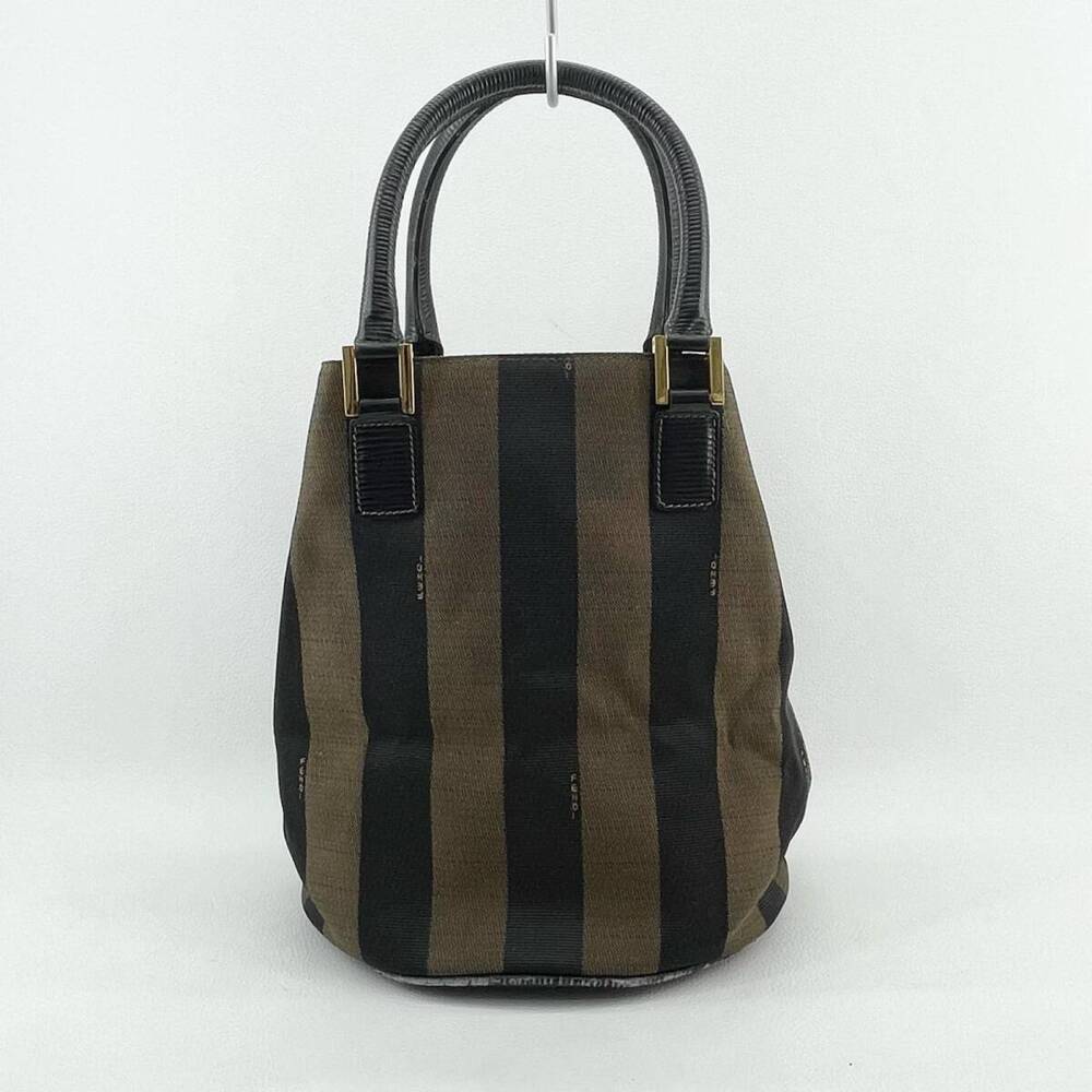 Fendi Handbag pequin brown black canvas leather